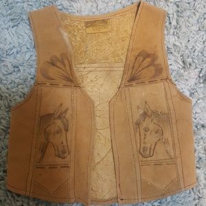 Vintage Rare kids cowboy/cowgirl suede horse vest